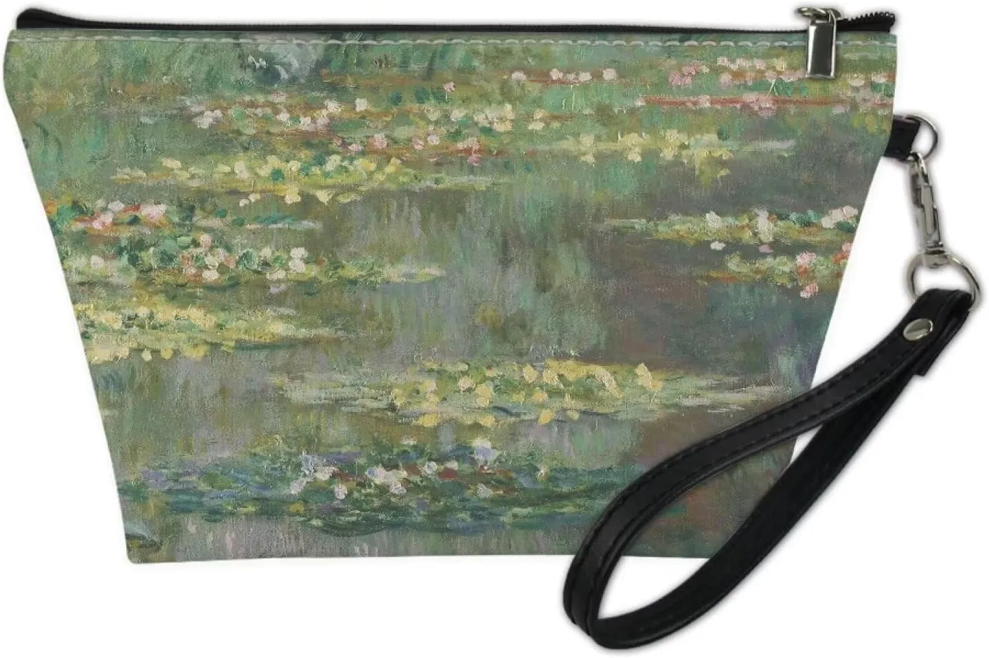 Small Makeup Bag Monet Water Lilies Portable Versatile Travel Makeup Bag for Women and Girls,Toiletry Travel Bag,Makeup Brush Organizer Cosmetics Pouch Bags Green