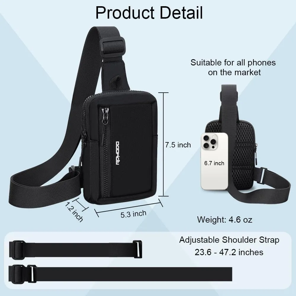 Small Sling Bag for Women Men Chest Bag Water Resistance Mini Crossbody Bag Adjustable Strap Lightweight Shoulder Bag