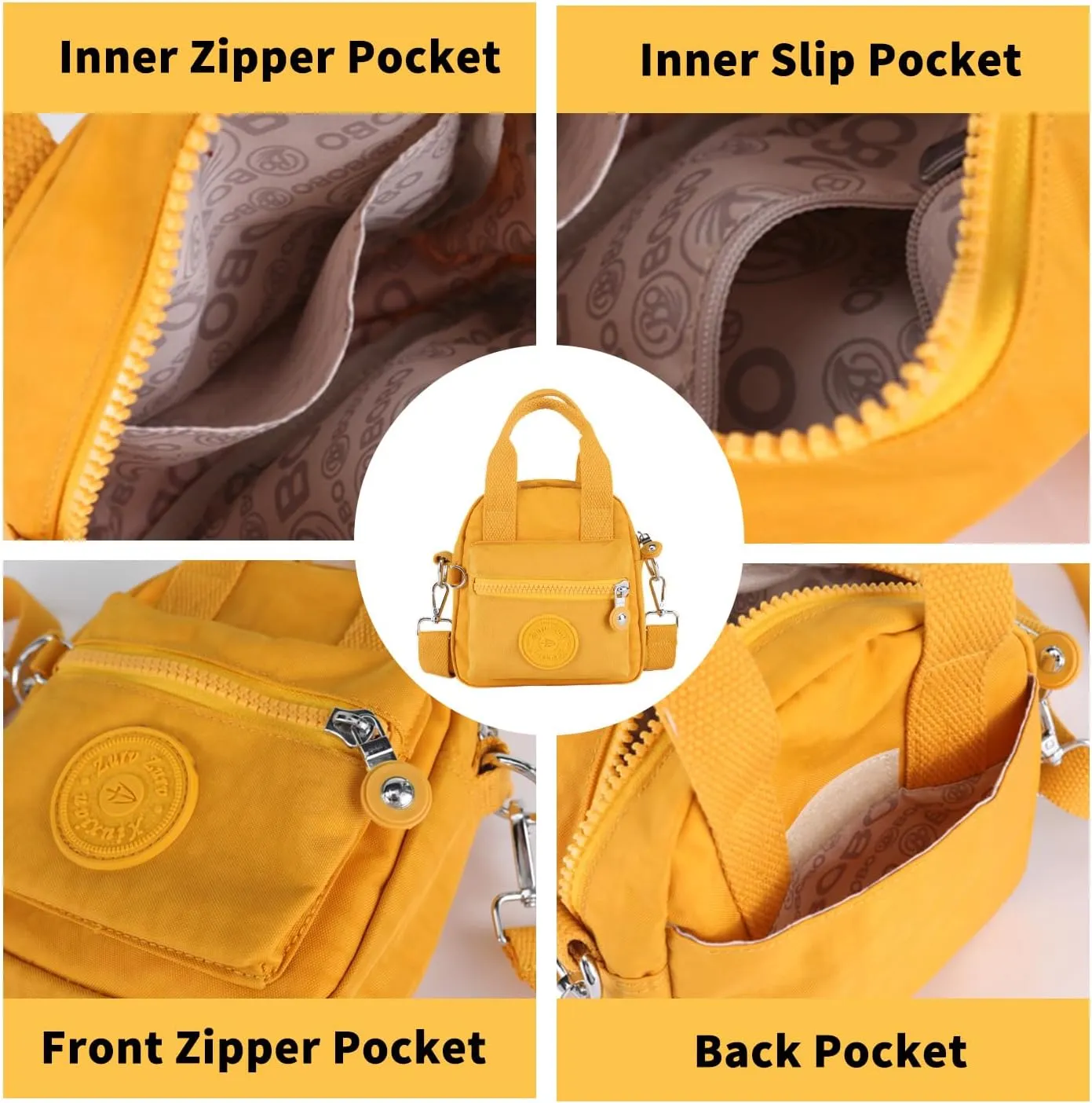 Small Tote Bag with Zipper, Women Waterproof Mini Crossbody Handbags Shoulder Bag Ladies Casual Satchel