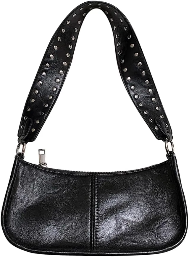 Small Women's Crescent Shoulder Bags Retro Y2k Purse Fashion PU Leather Shoulder Crossbody Bag Hobo Handbag Chic Purse