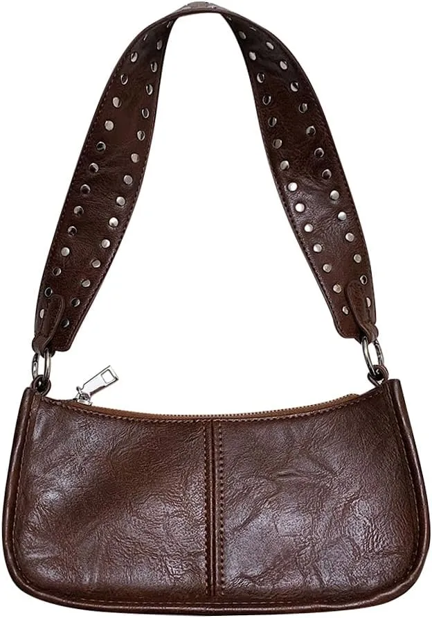Small Women's Crescent Shoulder Bags Retro Y2k Purse Fashion PU Leather Shoulder Crossbody Bag Hobo Handbag Chic Purse