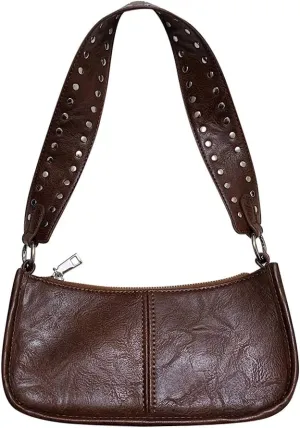 Small Women's Crescent Shoulder Bags Retro Y2k Purse Fashion PU Leather Shoulder Crossbody Bag Hobo Handbag Chic Purse