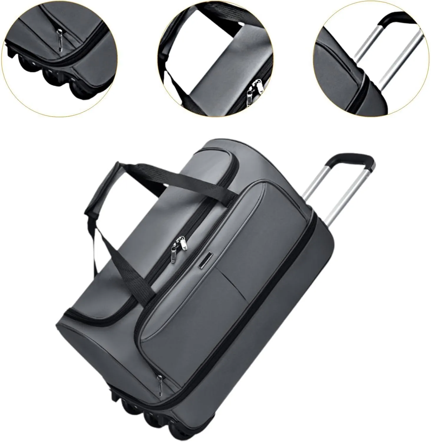 Soft Wheeled Wheeled Bag with Portable Maneuvering Handbag Versatile Baggage Bag in The Open Air for Travel in The Middle of, gray, M