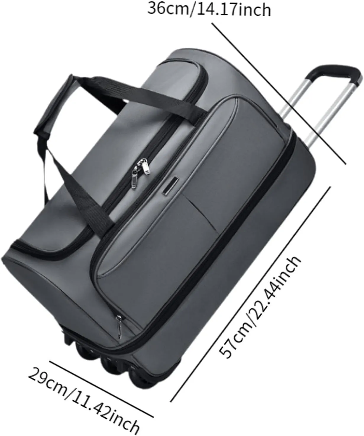 Soft Wheeled Wheeled Bag with Portable Maneuvering Handbag Versatile Baggage Bag in The Open Air for Travel in The Middle of, gray, M