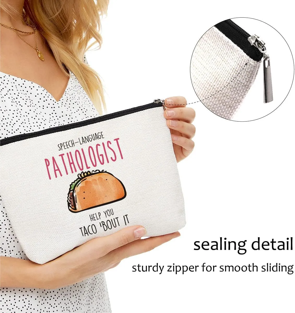 Speech Therapy Gifts For Speech Language Pathologist, Speech Therapist Gift for Women, Speech Therapist Appreciation Makeup Bag, Therapist Cosmetic Bag - Speech Language Pathologist Help Taco