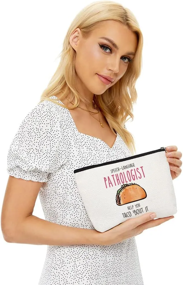 Speech Therapy Gifts For Speech Language Pathologist, Speech Therapist Gift for Women, Speech Therapist Appreciation Makeup Bag, Therapist Cosmetic Bag - Speech Language Pathologist Help Taco