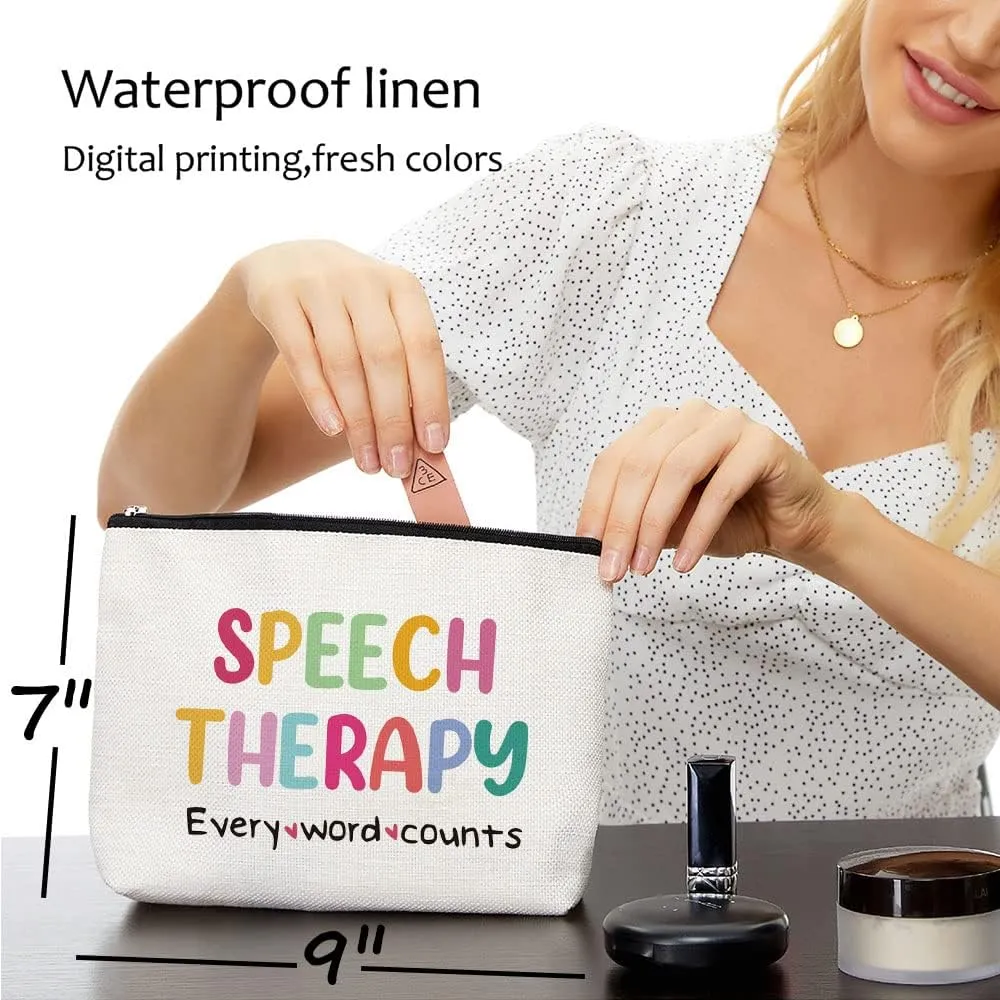 Speech Therapy Gifts Speech Therapist Gift for Women, Speech Language Pathologist Cosmetic Bag - Speech Therapy Every Word Counts, Birthday Christmas Birthday Thanksgiving Gifts for SLP Makeup Bag
