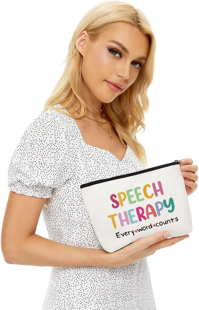 Speech Therapy Gifts Speech Therapist Gift for Women, Speech Language Pathologist Cosmetic Bag - Speech Therapy Every Word Counts, Birthday Christmas Birthday Thanksgiving Gifts for SLP Makeup Bag
