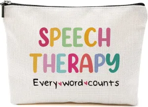 Speech Therapy Gifts Speech Therapist Gift for Women, Speech Language Pathologist Cosmetic Bag - Speech Therapy Every Word Counts, Birthday Christmas Birthday Thanksgiving Gifts for SLP Makeup Bag