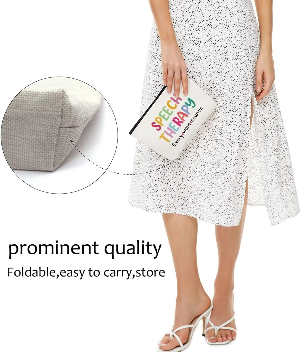 Speech Therapy Gifts Speech Therapist Gift for Women, Speech Language Pathologist Cosmetic Bag - Speech Therapy Every Word Counts, Birthday Christmas Birthday Thanksgiving Gifts for SLP Makeup Bag