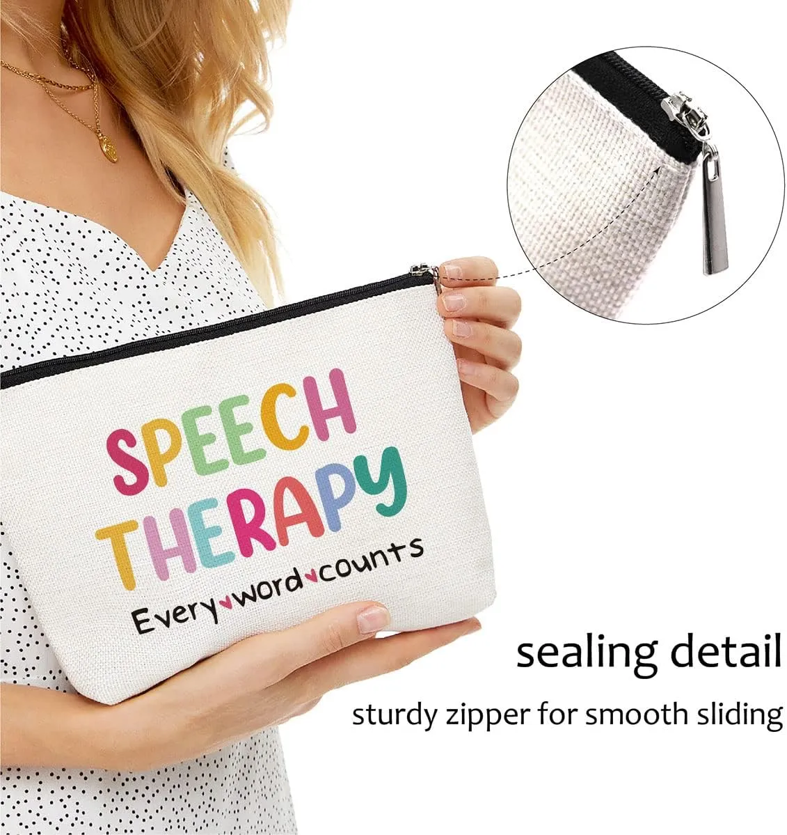 Speech Therapy Gifts Speech Therapist Gift for Women, Speech Language Pathologist Cosmetic Bag - Speech Therapy Every Word Counts, Birthday Christmas Birthday Thanksgiving Gifts for SLP Makeup Bag