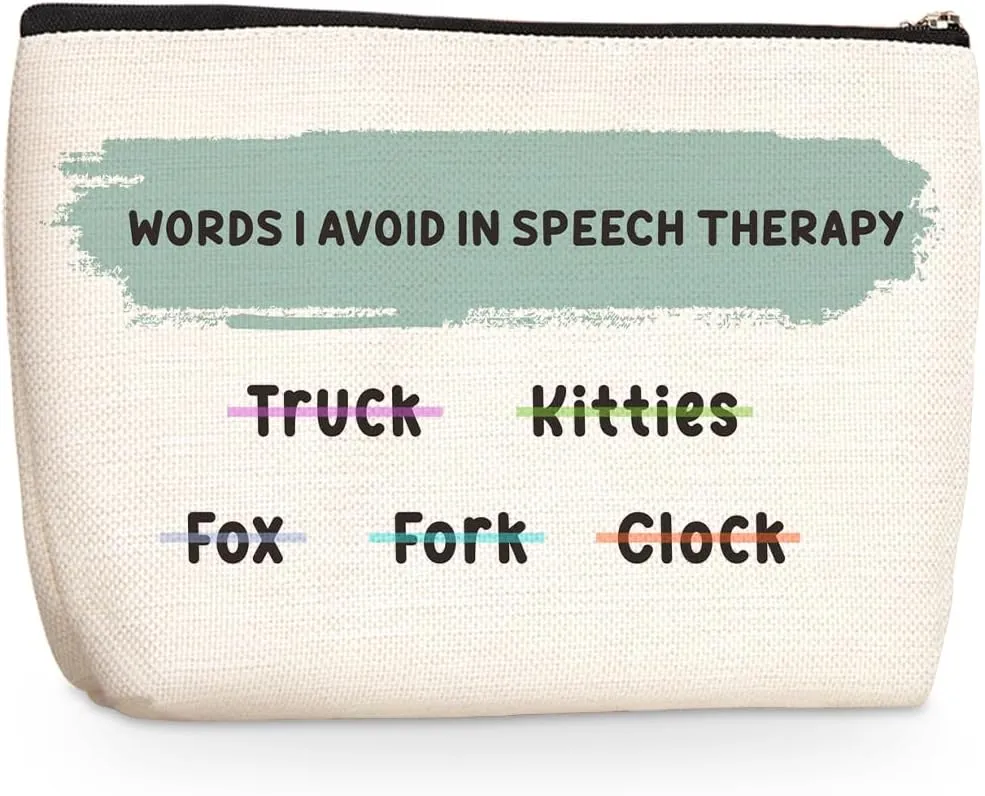 Speech Therapy Gifts Speech Therapist Gift Funny Makeup Bag SLP Gifts for Speech Language Pathologist Appreciation Gifts for Women Friend Bestie Her Cosmetic Bag travel pouch Christmas Graduation