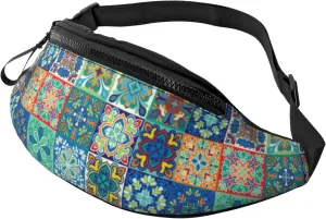 Sport Waist Bag For Men Women Colorful Floral Boho Flower Mosaic Fanny Pack Casual Bum Bags Hiking Running Belt Bags