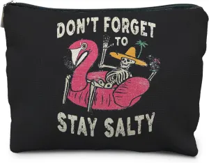 Stay Salty Summer Beach Makeup Bags for Women, Beach Vacation Gifts, Beach Cosmetic Bag, Beach Gifts for Women Friends, Gifts for a Beach Lovers, Funny Skeleton Goth Makeup Pouch