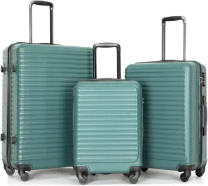 Streamline Travel with Lightweight 3 Piece Luggage Set, Inner Storage, Secure Combination Locks, Spinner Wheels, Green