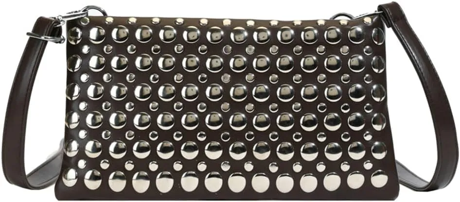 Studded Crossbody Bags for Women Pu Leather Clutch Purses for Women Retro 90s Handbags Chic Evening Bag Envelope Clutch 2025