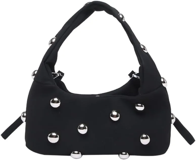 Studded Purse Suede Bags for Women Y2k Purse Crescent Shoulder Bag Suede Handbag Hobo Bag Fall Crossbody Bag Studded Bag