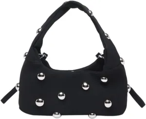 Studded Purse Suede Bags for Women Y2k Purse Crescent Shoulder Bag Suede Handbag Hobo Bag Fall Crossbody Bag Studded Bag