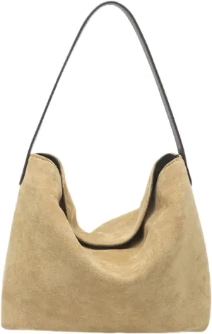 Suede Bag for Women Trendy Shoulder Pure Retro Shoulder Bag Hobo Purse for Shopping Work Travel