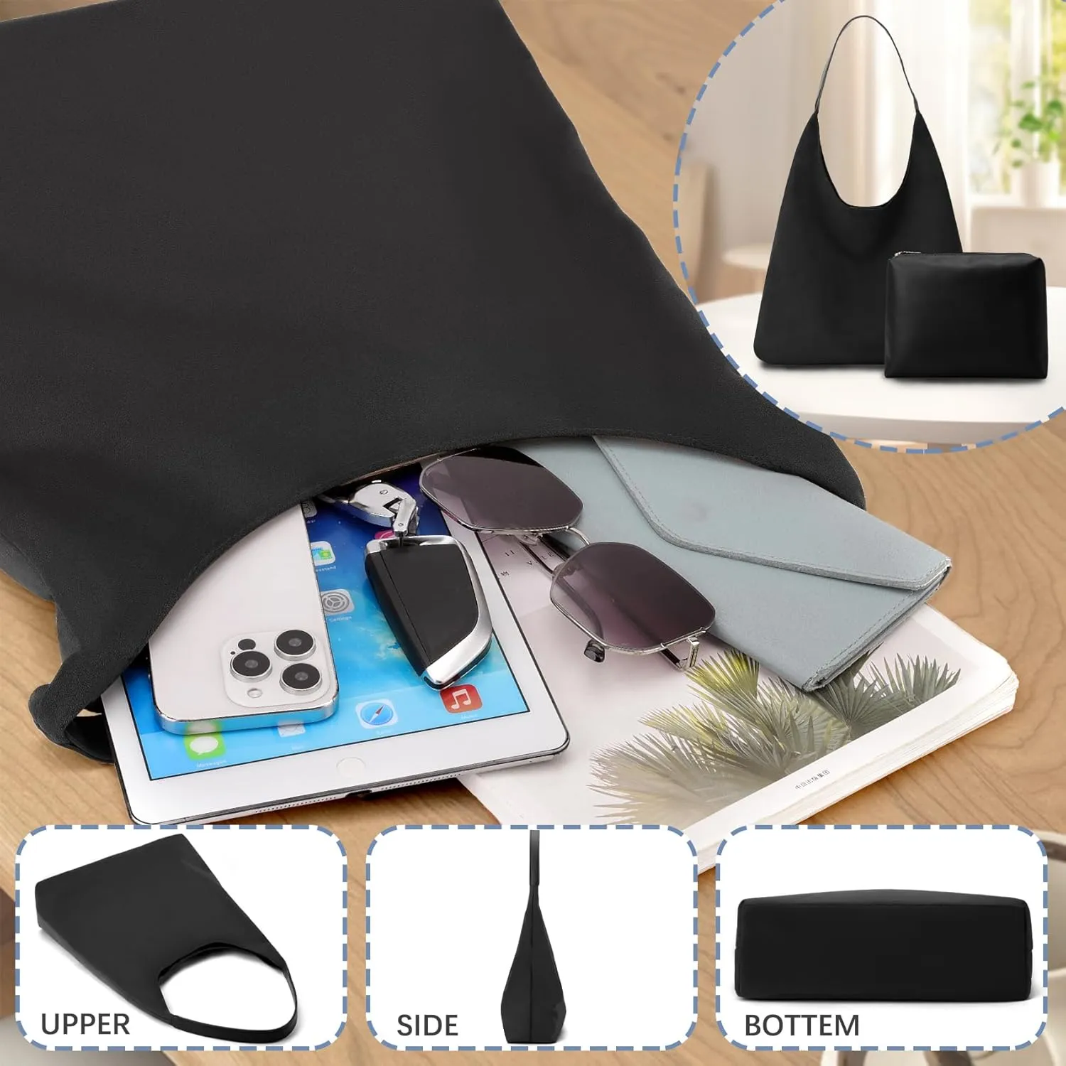 Suede Hobo Bags for Women Large Tote Bags Work Casual Shoulder Handbags Purses