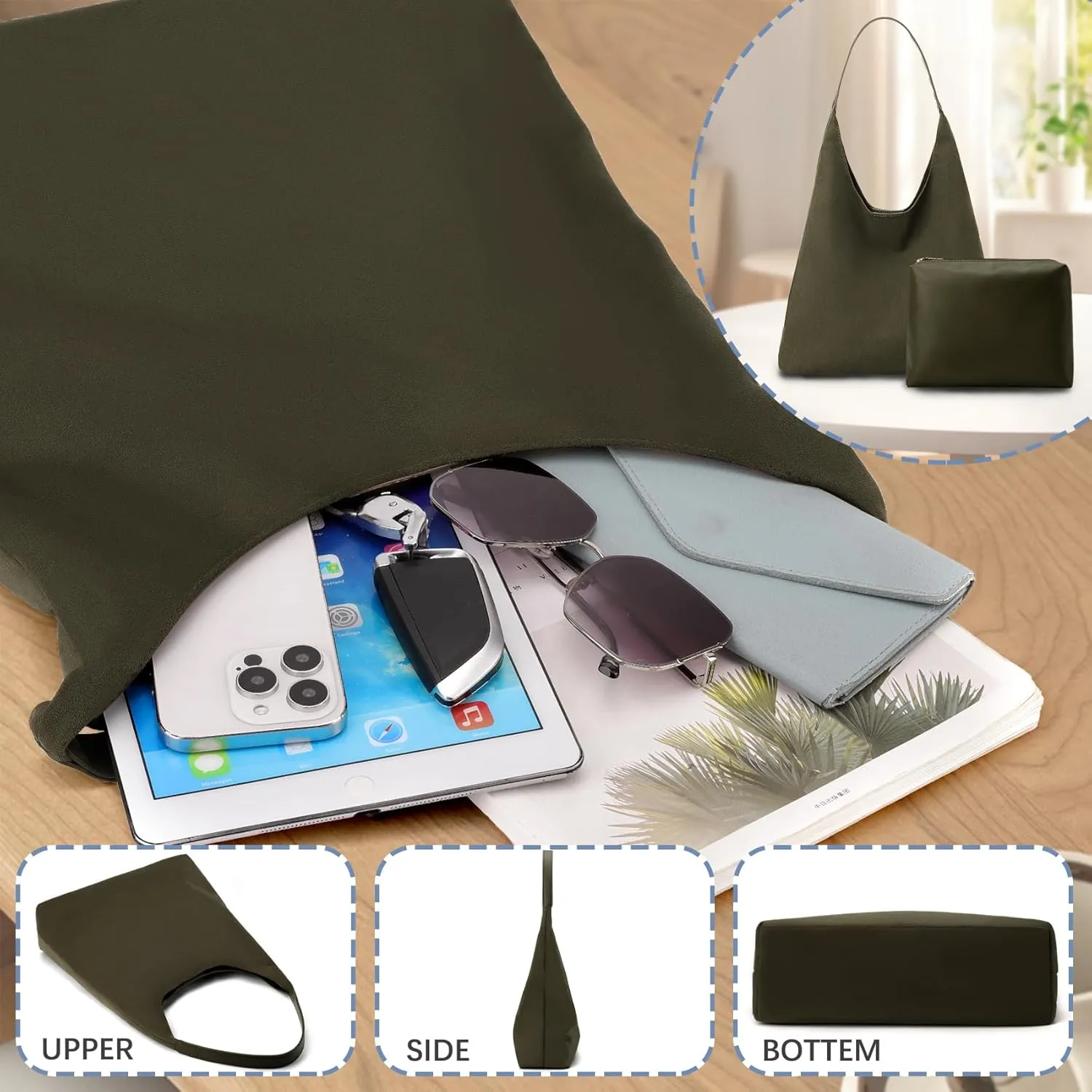 Suede Hobo Bags for Women Large Tote Bags Work Casual Shoulder Handbags Purses
