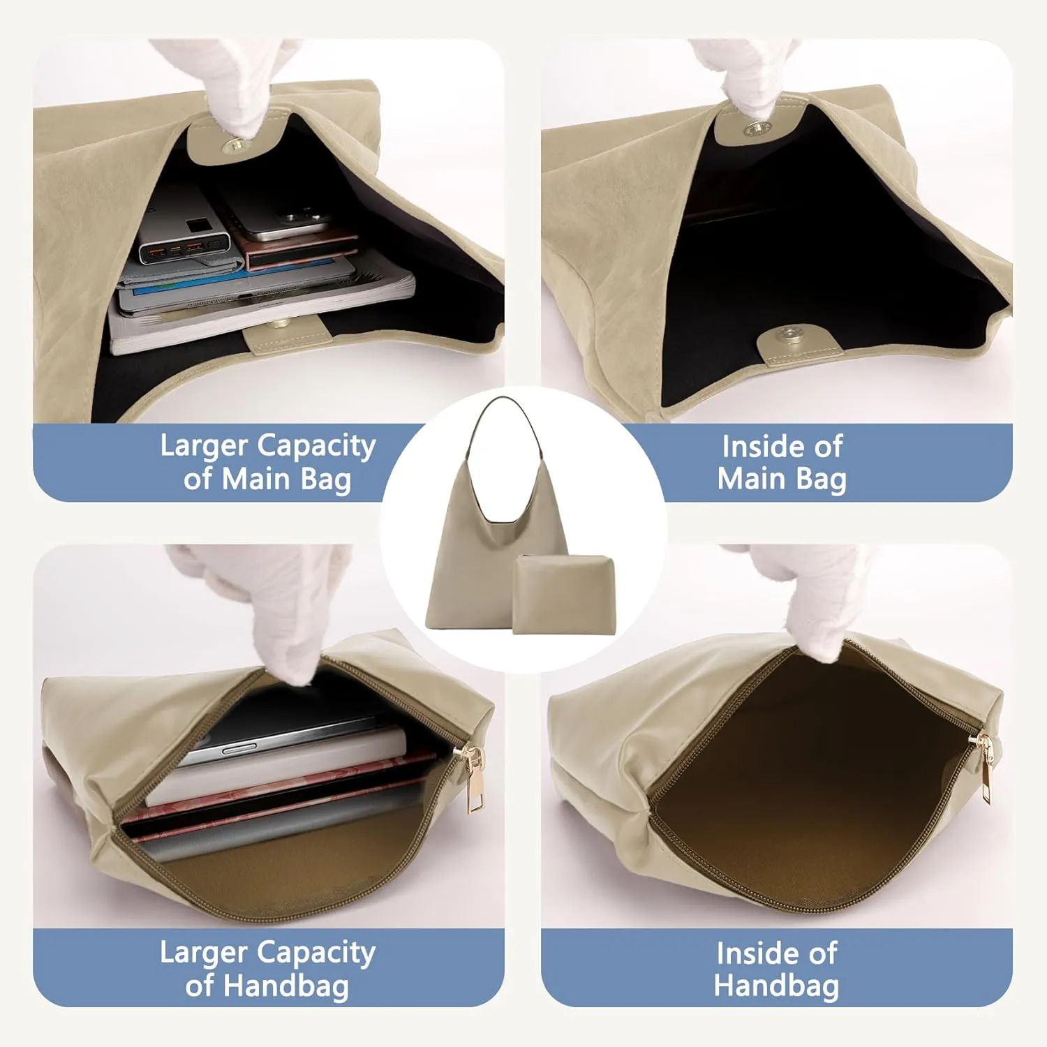 Suede Hobo Bags for Women Large Tote Bags Work Casual Shoulder Handbags Purses