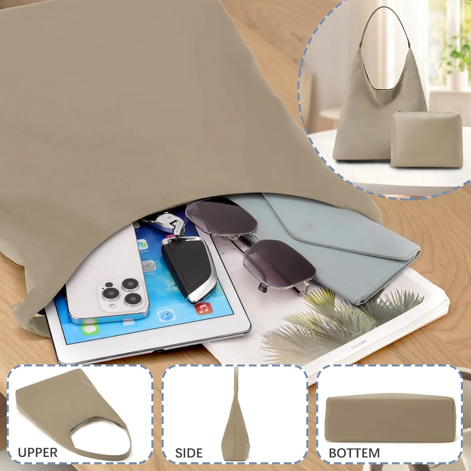 Suede Hobo Bags for Women Large Tote Bags Work Casual Shoulder Handbags Purses