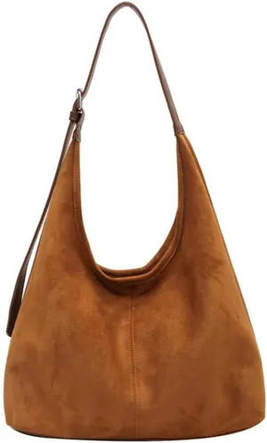 Suede Hobo Bags for Women Slouchy Bag Suede Purse Suede Tote Bag Large Capacity Chic Hobo Bag for Travel Work