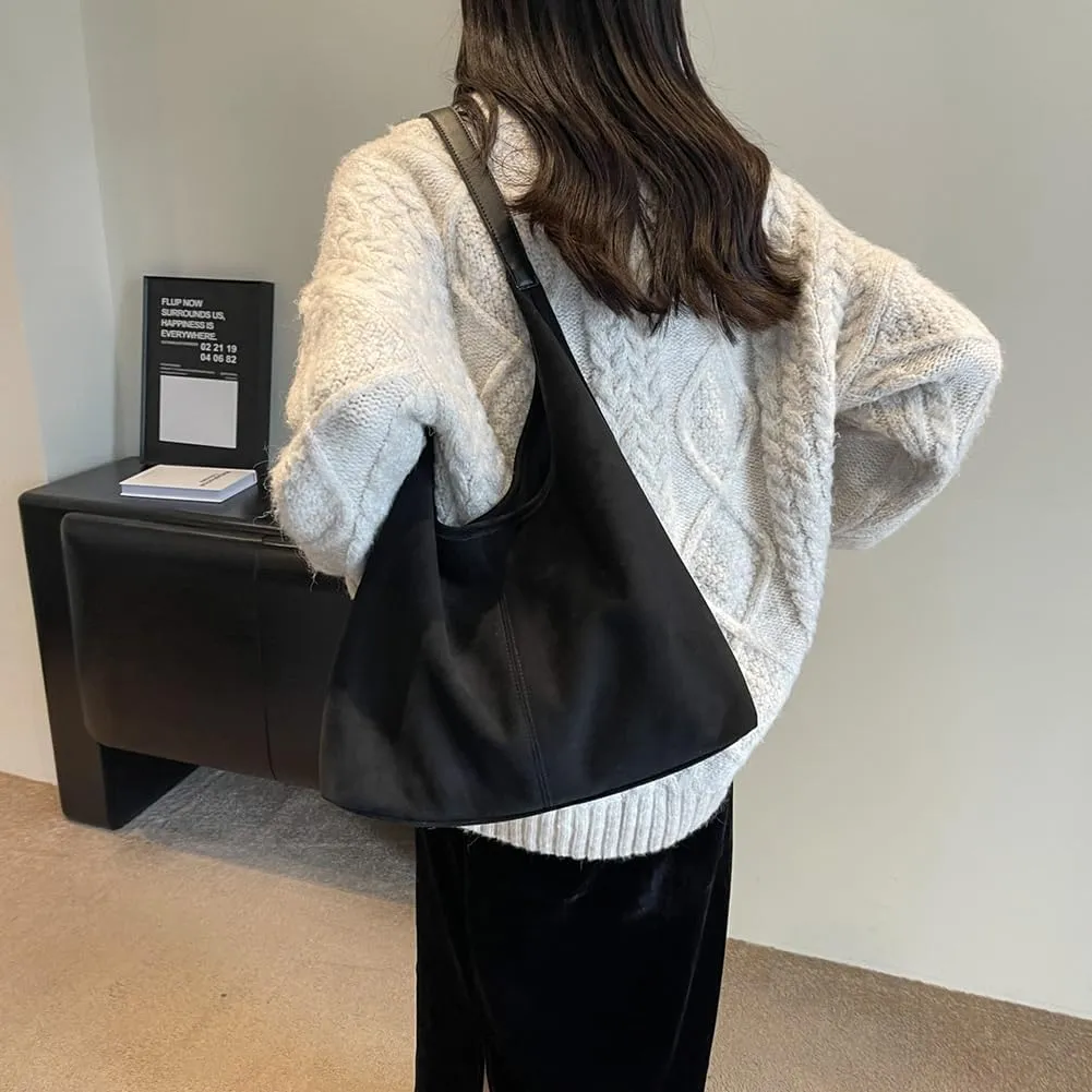 Suede Hobo Bags for Women Slouchy Bag Suede Purse Suede Tote Bag Large Capacity Chic Hobo Bag for Travel Work