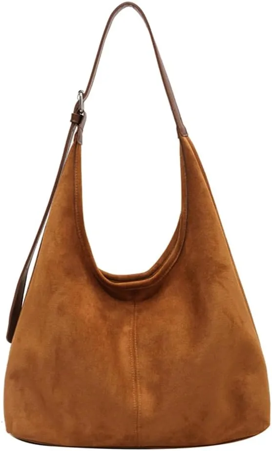 Suede Hobo Bags for Women Slouchy Bag Suede Purse Suede Tote Bag Large Capacity Chic Hobo Bag for Travel Work