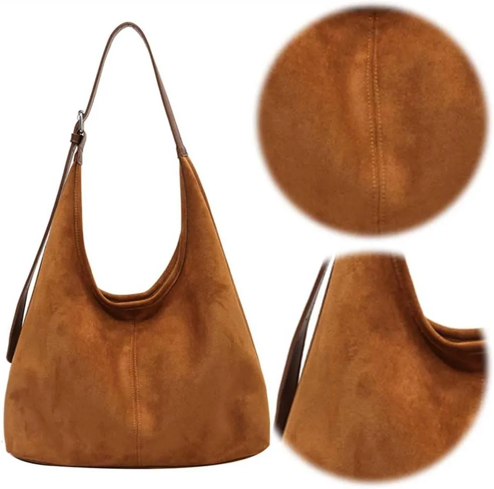 Suede Hobo Bags for Women Slouchy Bag Suede Purse Suede Tote Bag Large Capacity Chic Hobo Bag for Travel Work
