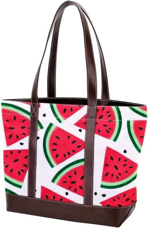 Summer Fruit-1144 Tote Bags Durable Leather Canvas Purses and Handbags for Women Top Handle Shoulder Satchel Hobo Bags