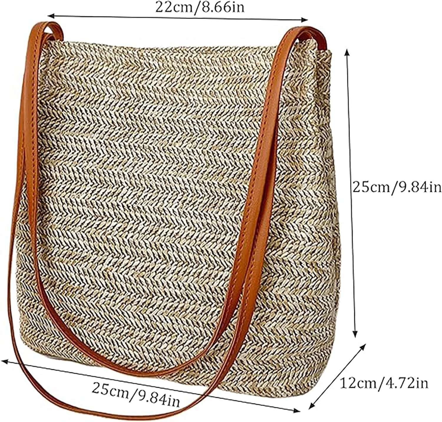 Summer Straw Beach Handbag, Buckets Handbag, Boho Shoulder Straw Handbag for Shopping Work School Travel