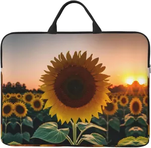 Sunflower and sunset 14in Laptop Case Sleeve Bag  Versatile Shoulder Messenger Briefcase, Designed for Business Travel