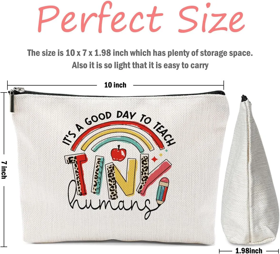 Teacher Appreciation Gifts, Boho Rainbow Makeup Bag Cosmetic Bag Travel Pouch, Teacher Thank You Gifts for Women Girls Educator Coworker New Teachers Graduation Birthday