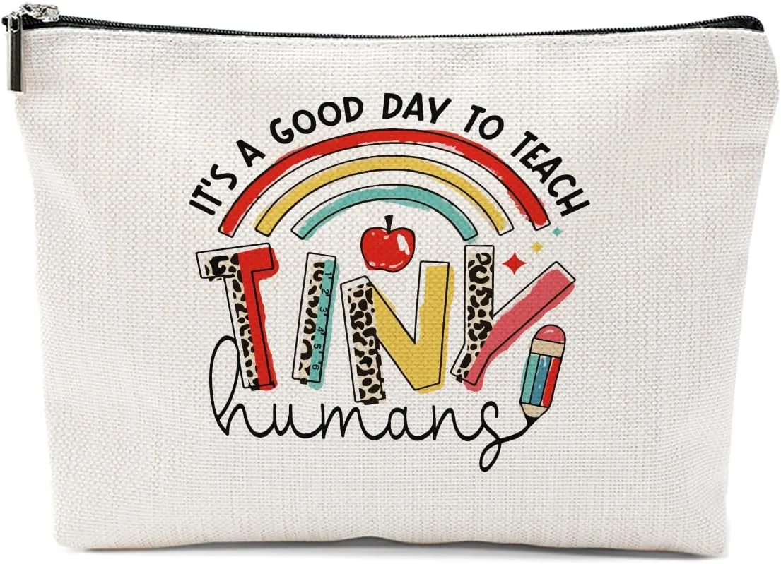 Teacher Appreciation Gifts, Boho Rainbow Makeup Bag Cosmetic Bag Travel Pouch, Teacher Thank You Gifts for Women Girls Educator Coworker New Teachers Graduation Birthday