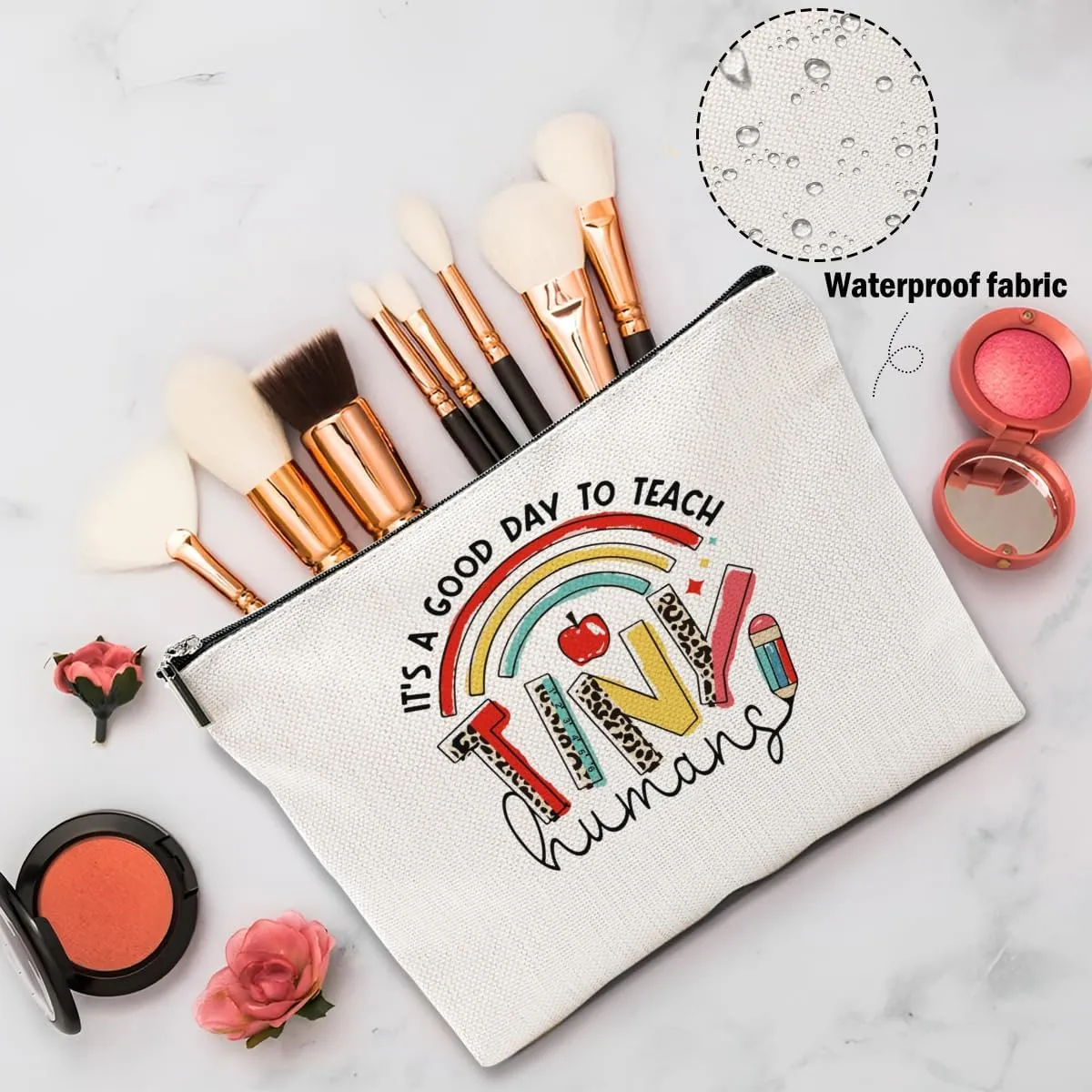 Teacher Appreciation Gifts, Boho Rainbow Makeup Bag Cosmetic Bag Travel Pouch, Teacher Thank You Gifts for Women Girls Educator Coworker New Teachers Graduation Birthday