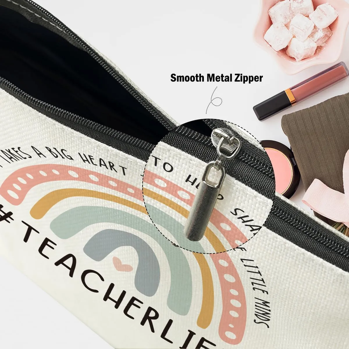 Teacher Appreciation Gifts, Boho Rainbow Makeup Bag Cosmetic Bag Travel Pouch, Teacher Thank You Gifts for Women Girls Educator Coworker Teachers Graduation Birthday