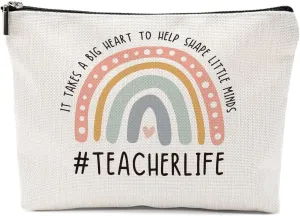 Teacher Appreciation Gifts, Boho Rainbow Makeup Bag Cosmetic Bag Travel Pouch, Teacher Thank You Gifts for Women Girls Educator Coworker Teachers Graduation Birthday