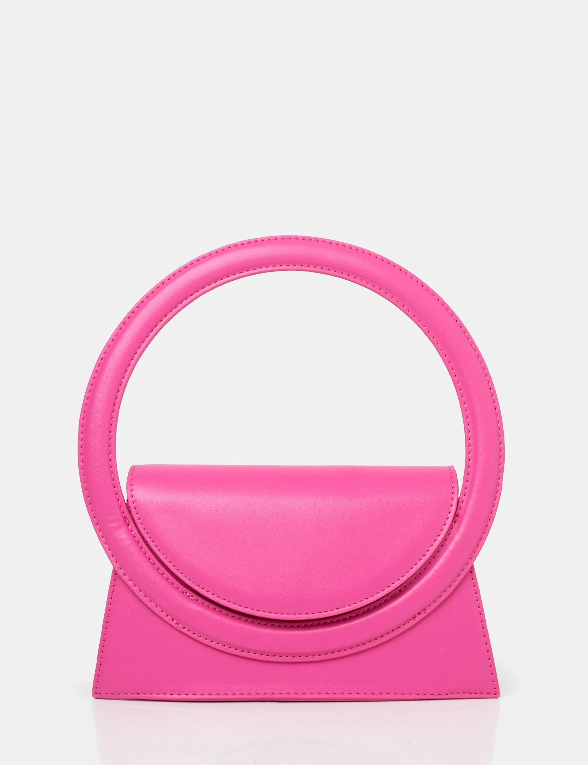 The Top Handle Bright Pink Pu Circlur Handle Grab Bag