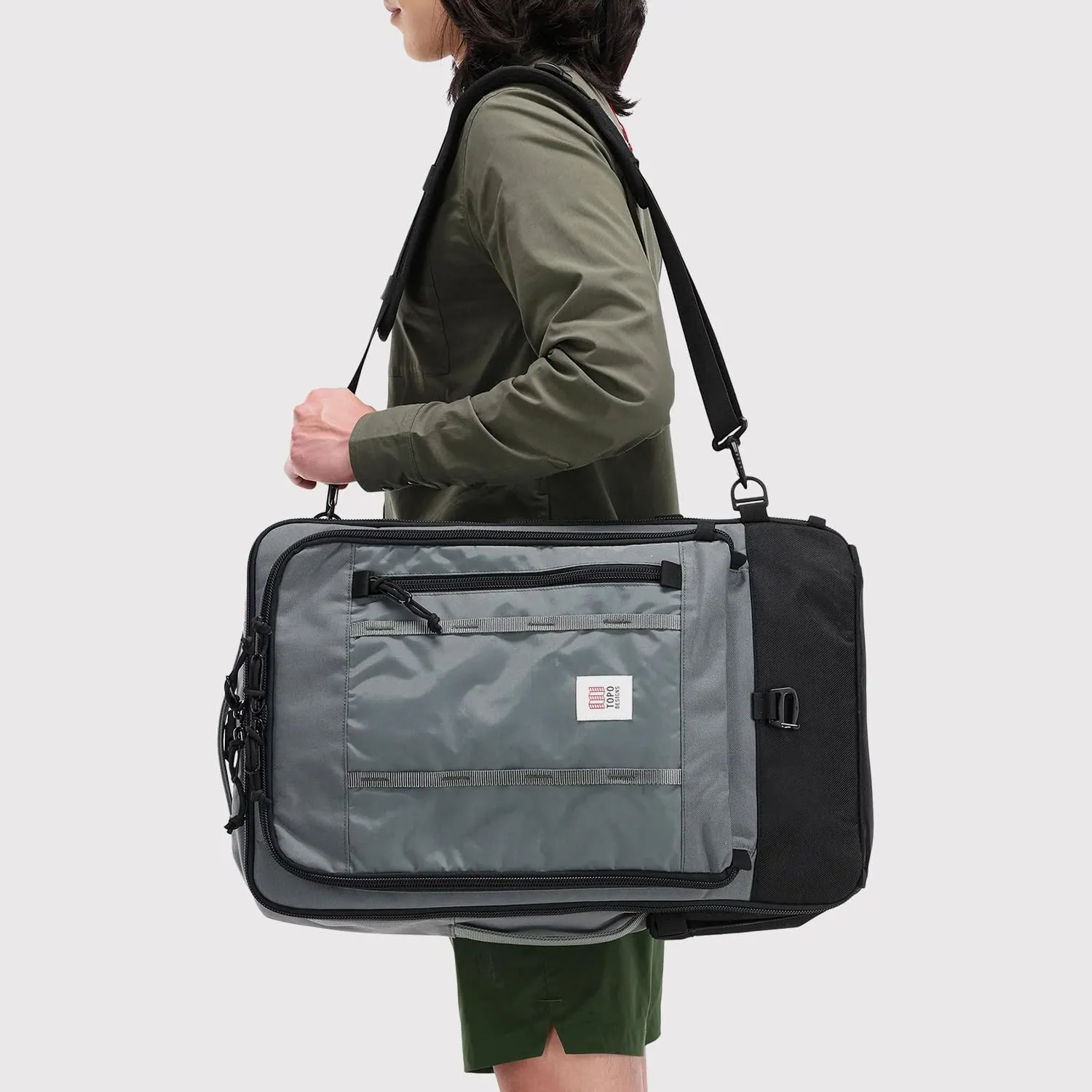 Topo Designs Global Travel Bag 30-40 Liter - Carry-on Compliant Versatile Pack, 3 Carry Options, External Laptop Sleeve (Eco-Friendly, 40L, Denim)
