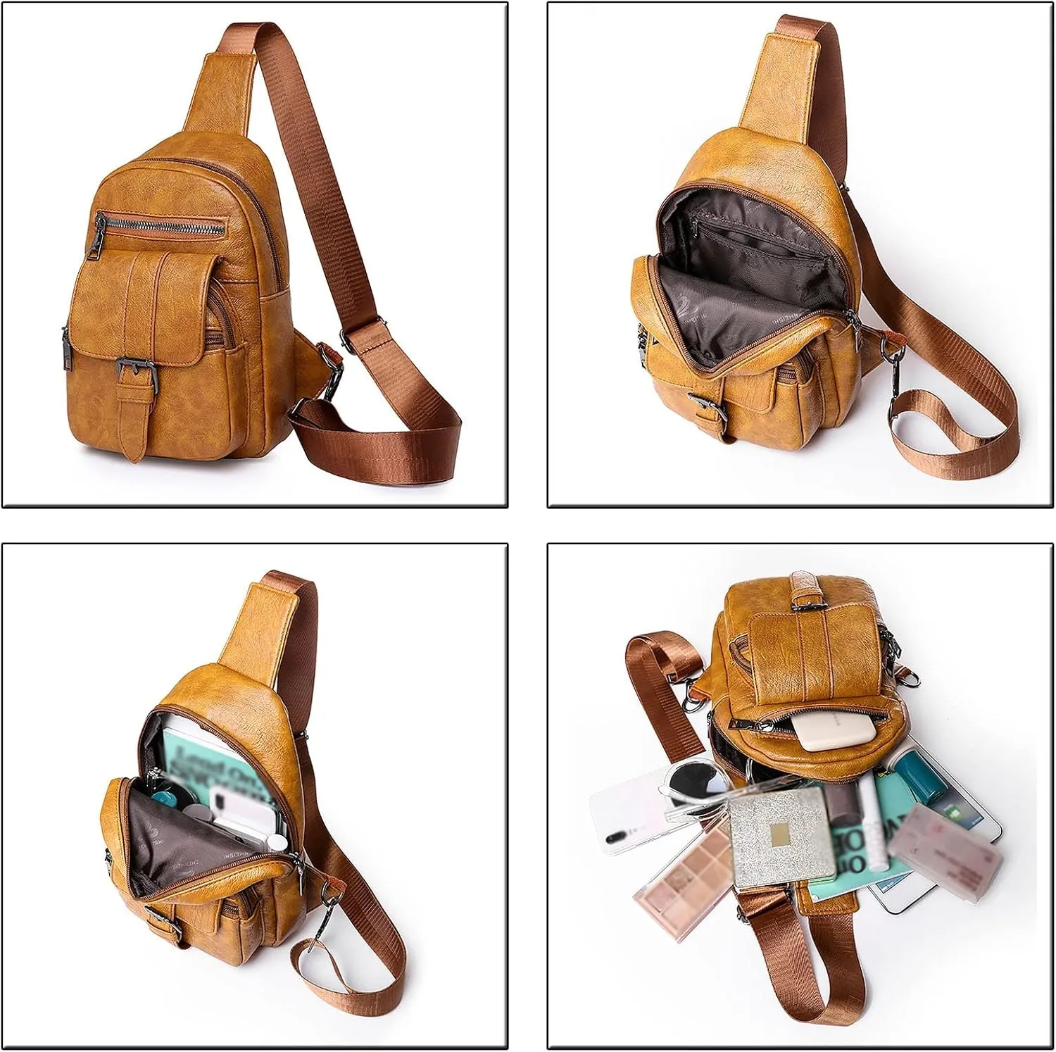 Tote Bag For Women And Men Chest Bag Sling Bag Small Crossbody Pu Leather Satchel Daypack Fashion Shoulder Strap Bags W
