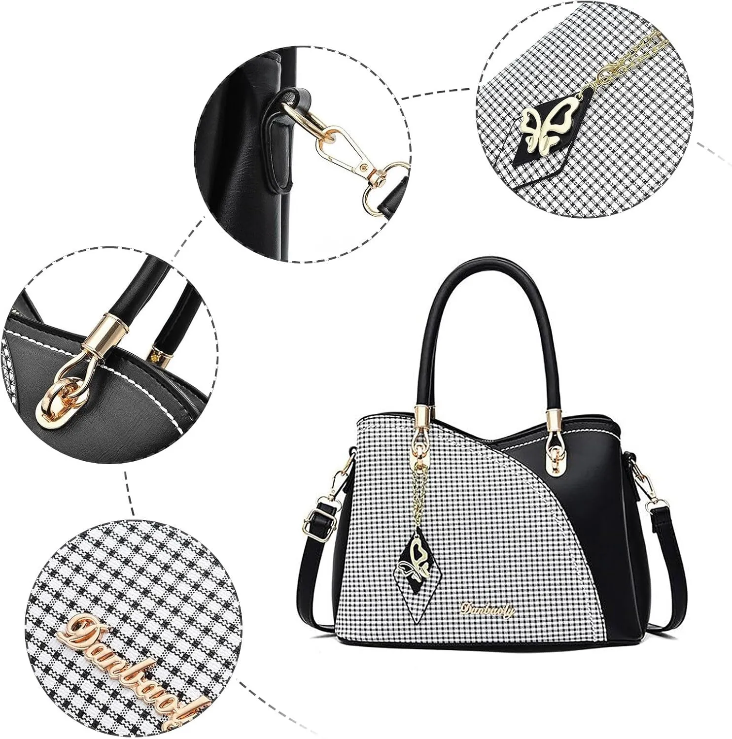 Tote Bag For Women Color Block Women Hobo Handbags Large Capacity Plaid Middle Shoulder Messenger Bag For Daily Work O