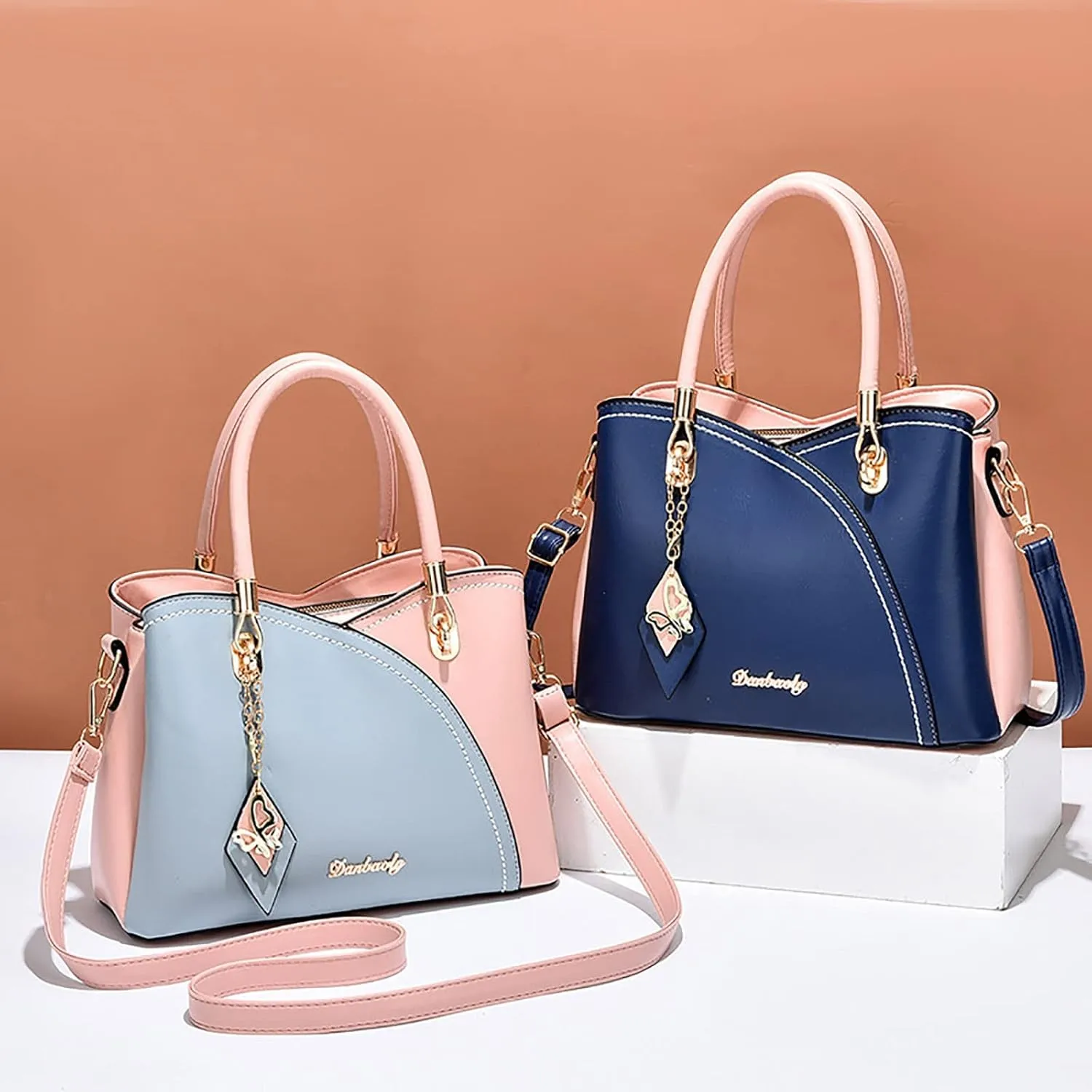 Tote Bag For Women Color Block Women Hobo Handbags Large Capacity Plaid Middle Shoulder Messenger Bag For Daily Work U