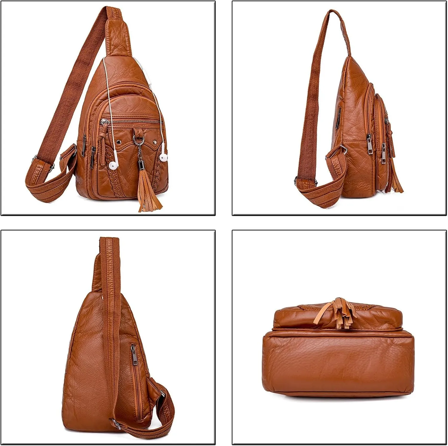 Tote Bag For Women Retro Chest Bag Sling Bag Small Crossbody Pu Leather Satchel Day pack Fashion Shoulder Outdoor Bags E