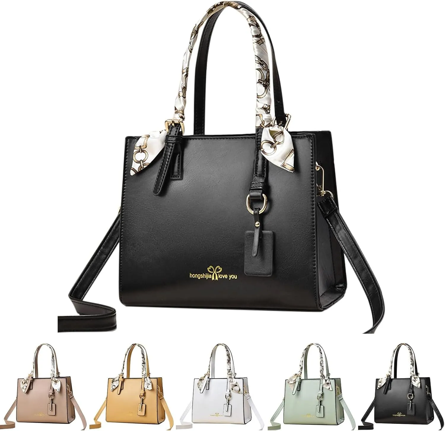 Tote Bag For Women Scarf Handle Handbags Ladies Purse Satchel Shoulder Bags Leather Bag For Mom Travel B