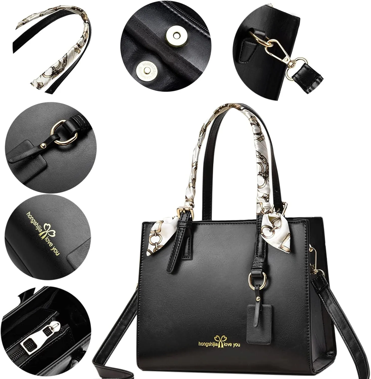 Tote Bag For Women Scarf Handle Handbags Ladies Purse Satchel Shoulder Bags Leather Bag For Mom Travel B