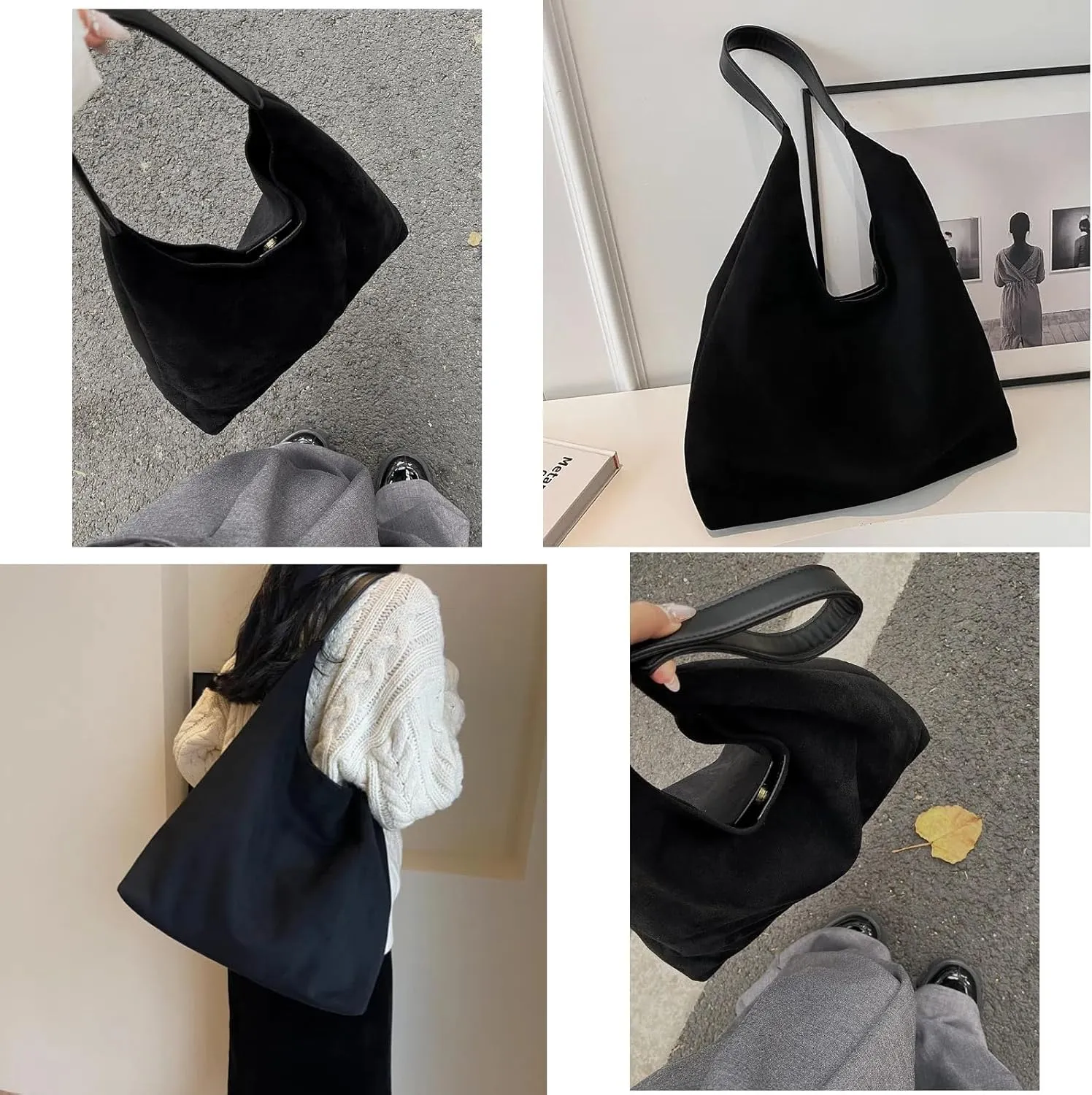 Tote Bags for Women Work Bags Suede Purse Slouchy Bag Hobo Handbag Office Tote Handbag for Shopping Large Brown Shoulder Bag