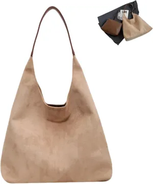 Tote Bags for Women Work Bags Suede Purse Slouchy Bag Hobo Handbag Office Tote Handbag for Shopping Large Brown Shoulder Bag
