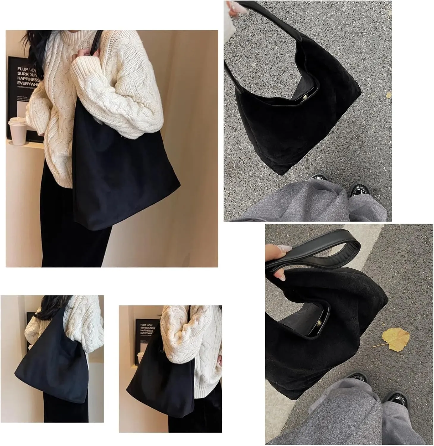 Tote Bags for Women Work Bags Suede Purse Slouchy Bag Hobo Handbag Office Tote Handbag for Shopping Large Brown Shoulder Bag